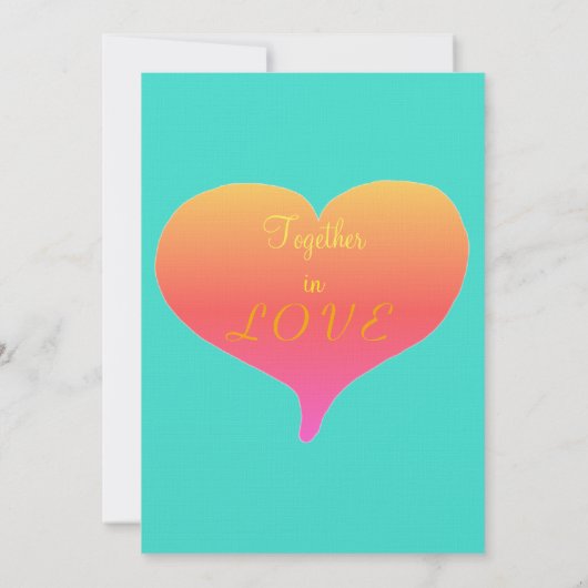 Turquoise Sunset Heart Monogram Kaart (Achterkant)