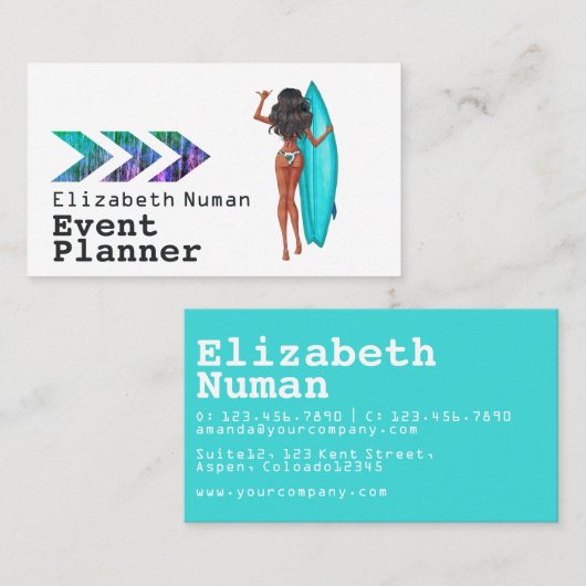 Turquoise Surfer Ticket Event Planner (Voorkant / Achterkant)