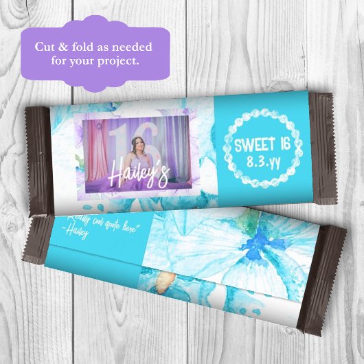 Turquoise Sweet 16 Gepersonaliseerde Snoep Bar Wra Flyer