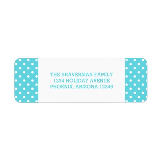 Turquoise Sweet Polka Dot Holiday Adresetiketten Etiket (Voorkant)