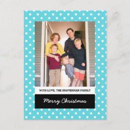 Turquoise Sweet Polka Dot Holiday Foto Briefkaart