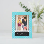 Turquoise Sweet Polka Dot Holiday Foto Briefkaart (Staand voorkant)