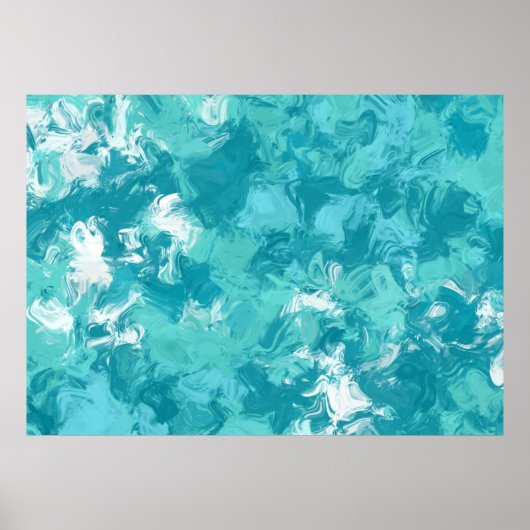 Turquoise Swirl Abstracte Art Print (Voorkant)