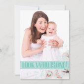 Turquoise Swirl Baby's First Birthday Invitation Kaart (Voorkant)