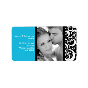 Turquoise Swirl Photo Adresetiketten Etiket