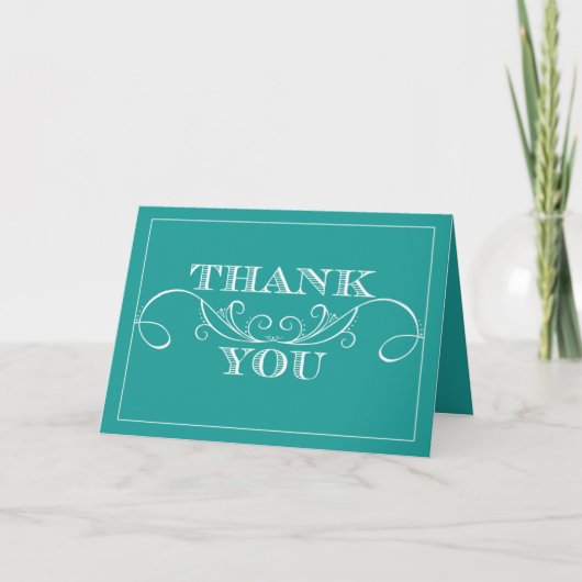 Turquoise Swirl Wedding Dank u kaarten (Voorkant)