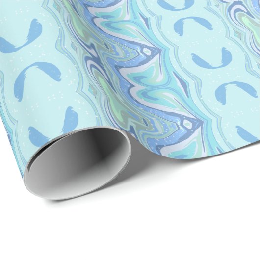 Turquoise Swirls inpakpapier (Rol Hoek)