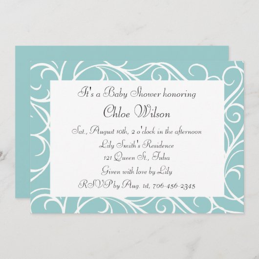  Turquoise Swirls Kaart (Voorkant / Achterkant)