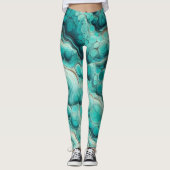 Turquoise Swirly Stone Aqua Leggings (Voorkant)