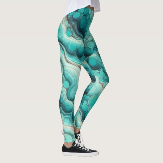 Turquoise Swirly Stone Aqua Leggings (Rechts)