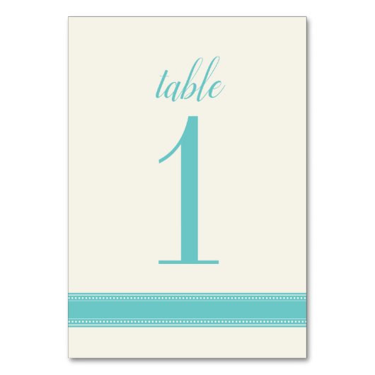 Turquoise tafel nummer, Caroline Wedding Kaart (Voorkant)
