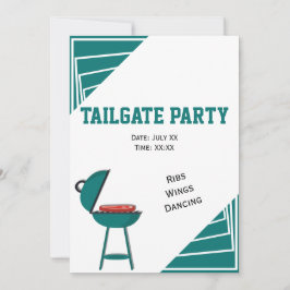 Turquoise Tailgate Ribs Wings Dansparty Kaart