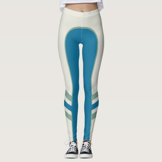 Turquoise Tamed Side Band Leggings (Voorkant)