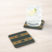 Turquoise Tan Aztec Pattern Southwestern Design Bier Onderzetter (Rechterzijde)