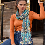 Turquoise Tan Floral Damask Westerne stijl Sjaal<br><div class="desc">Breng tijdloze elegantie en rustieke charme naar uw garderobe met deze lange chiffon sjaal met een adembenemend, Western geïnspireerd floral damask-ontwerp. Met een levendig palet van turquoise, bruine en diepe marine accenten, is dit ontwerp ideaal voor elke moderne cowgirl. De ingewikkelde details, die doen denken aan leergereedschappen en damaspatronen, maken...</div>