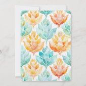 Turquoise Tangerine Abstract Bloemen Bruiloft Kaart (Achterkant)