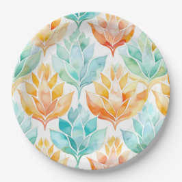 Turquoise Tangerine Abstract Bloemen Bruiloft Papieren Bordje