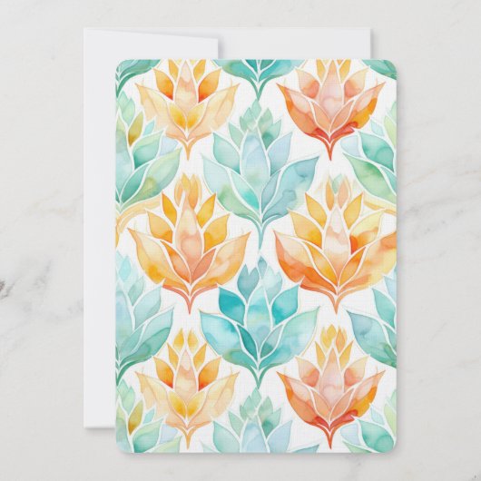 Turquoise Tangerine Abstract Bloemen Wit Bruiloft Kaart (Achterkant)