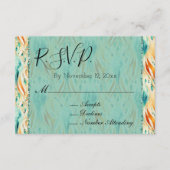 Turquoise Tangerine Abstract Jewel Bruiloft RSVP Informatiekaartje (Voorkant)