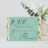 Turquoise Tangerine Abstract Jewel Bruiloft RSVP Informatiekaartje (Staand voorkant)