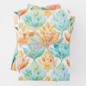 Turquoise Tangerine Abstract Juweel Bloemen Inpakpapier Vel (In situ)