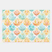 Turquoise Tangerine Abstract Juweel Bloemen Inpakpapier Vel (Voorkant)