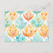 Turquoise Tangerine Abstracte Bloem Bruiloft RSVP Informatiekaartje (Achterkant)