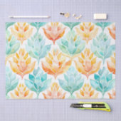 Turquoise Tangerine Abstracte Bloem Tissuepapier (Craft)