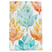 Turquoise Tangerine Abstracte Bloemen Medium Cadeauzakje (Voorkant)