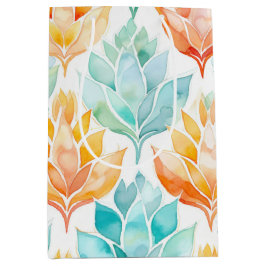 Turquoise Tangerine Abstracte Bloemen Medium Cadeauzakje