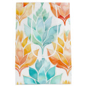 Turquoise Tangerine Abstracte Bloemen Medium Cadeauzakje (Achterkant)