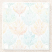 Turquoise Tangerine Abstracte Bloemige Bruiloftsbo Glazen Onderzetter (Achterkant)