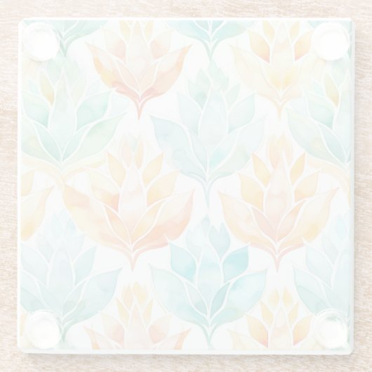 Turquoise Tangerine Abstracte Bloemige Bruiloftsbo Glazen Onderzetter (Achterkant)