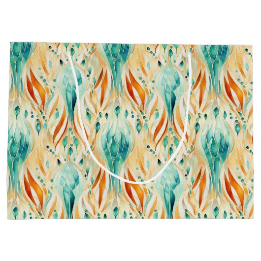 Turquoise Tangerine Abstracte Sieraad Groot Cadeauzakje (Achterkant)