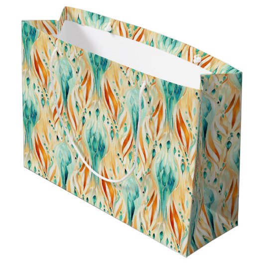 Turquoise Tangerine Abstracte Sieraad Groot Cadeauzakje (Achterkant Gekanteld)