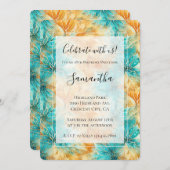 Turquoise Tangerine Bloemen Verjaardag Kaart (Voorkant / Achterkant)