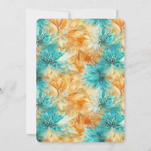 Turquoise Tangerine Bloemen Verjaardag Kaart (Achterkant)