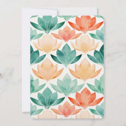 Turquoise Tangerine Chic Bloemen Bruiloft Kaart (Achterkant)