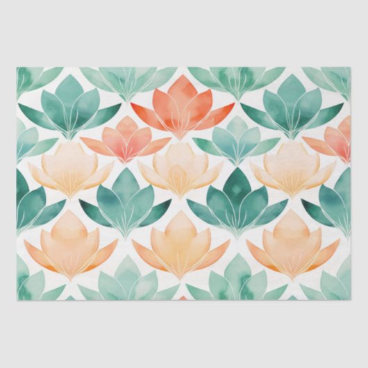 Turquoise Tangerine Chic Floral Tissuepapier (Voorkant)