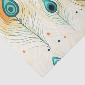 Turquoise tangerine chique pauwenveren tissuepapier (Detail)