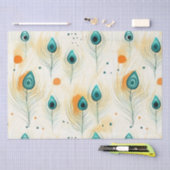 Turquoise tangerine chique pauwenveren tissuepapier (Craft)