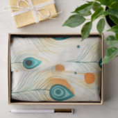 Turquoise tangerine chique pauwenveren tissuepapier (Geschenk)