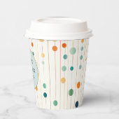 Turquoise Tangerine Cirkels en lijnen Papieren Bekers (Links)