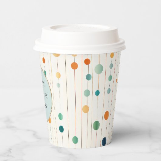 Turquoise Tangerine Cirkels en lijnen Papieren Bekers (Links)