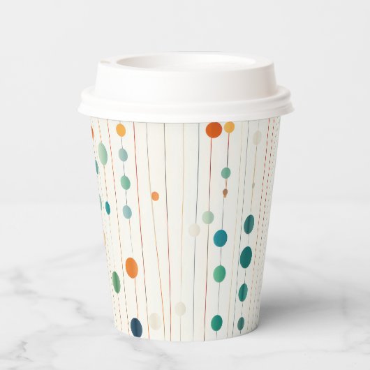 Turquoise Tangerine Cirkels en lijnen Papieren Bekers (Achterkant)