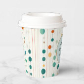 Turquoise Tangerine Cirkels en lijnen Papieren Bekers (Rechts)