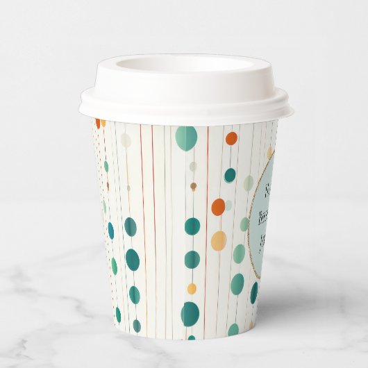 Turquoise Tangerine Cirkels en lijnen Papieren Bekers (Rechts)