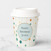 Turquoise Tangerine Cirkels en lijnen Papieren Bekers (Voorkant)