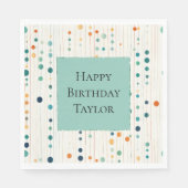 Turquoise Tangerine Cirkels en lijnen Servet (Voorkant)