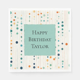 Turquoise Tangerine Cirkels en lijnen Servet